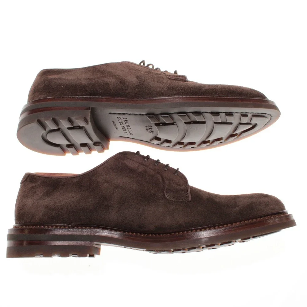 Brunello Cucinelli NWB Derby Dress Shoes Size 43 (US 10) in Brown Suede